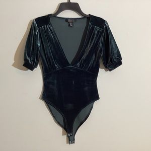 Green Velour Bodysuit